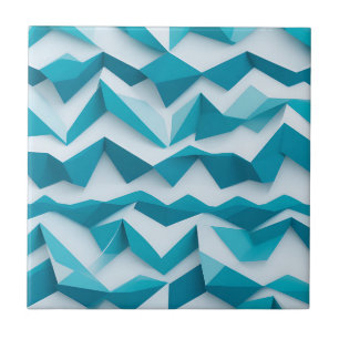 Azulejo Patrón geométrico en chevron 3D turquesa