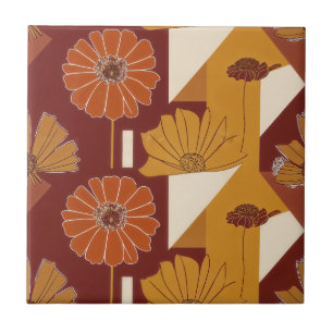 Azulejo Patrón geométrico floral de otoño rústico