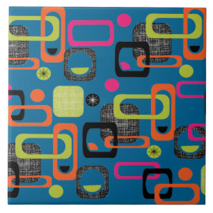 Azulejo Patrón Geométrico Funky Moderno del Siglo Medio