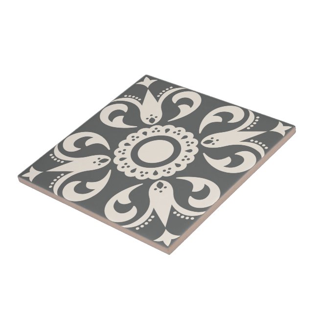 Azulejo Patrón geométrico gris blanco negro decorativo (Lado)