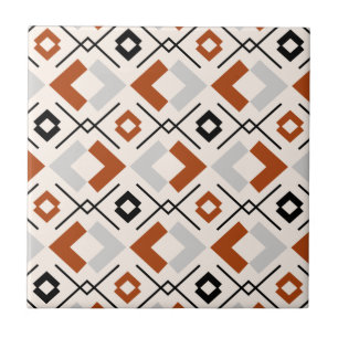 Azulejo Patrón geométrico gris y beige del naranja quema