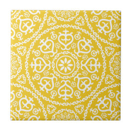 Azulejo Patrón geométrico intrincado elegante amarillo y b