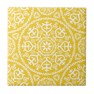 Azulejo Patrón geométrico intrincado elegante amarillo y b