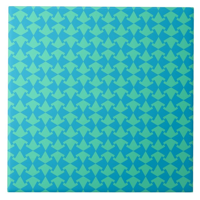 Azulejo Patrón geométrico islámico de moda Aqua y Turquesa (Frente)
