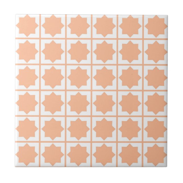 Azulejo Patrón geométrico islámico retro peach fuzz (Frente)
