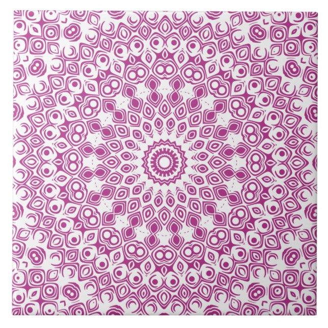 Azulejo Patrón Geométrico Mandala Magenta (Frente)