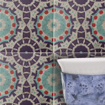 Azulejo Patrón geométrico marroquí angustiado colorido<br><div class="desc">Esta cerámica exhibe un diseño vibrante e intrincado que atrae tanto la atención como la elegancia. El estilo gráfico recuerda a los patrones boho y étnicos, a menudo evocando el arte que se encuentra en motivos marroquíes o indios. La superficie de la baldosa es rica con detalles texturados con un...</div>