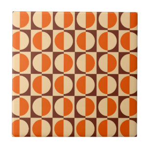 Azulejo Patrón geométrico MCM retro de medio cuadrado y cí
