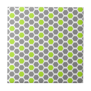 Azulejo Patrón geométrico moderno de hexágono gris verde l