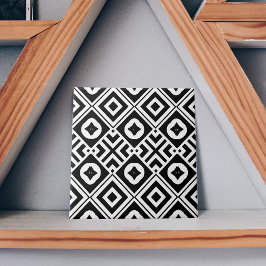 Azulejo Patrón geométrico moderno de mosaico blanco y negr