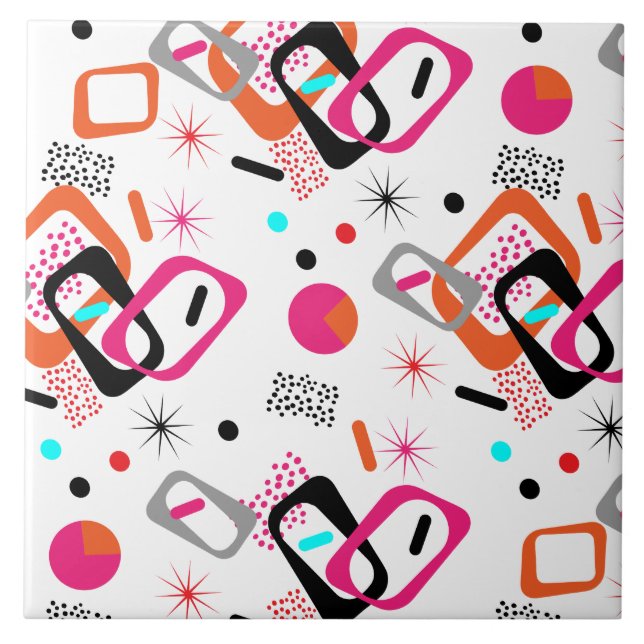 Azulejo Patrón geométrico moderno del siglo medio (Frente)