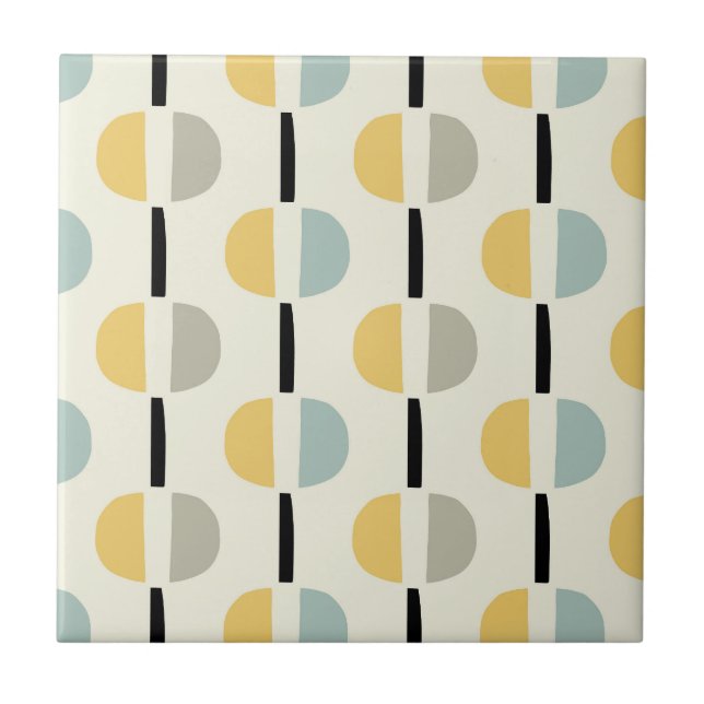 Azulejo Patrón Geométrico Moderno Retro Mid Century (Frente)