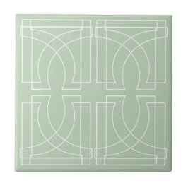 Azulejo Patrón Geométrico Moderno Verde Salvia