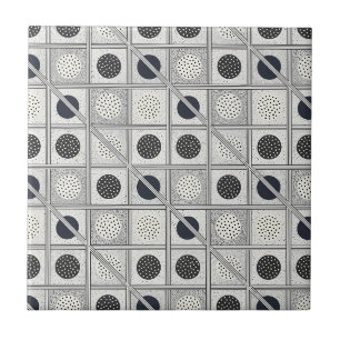 Azulejo Patrón geométrico monocromo en cuadrícula blanco y