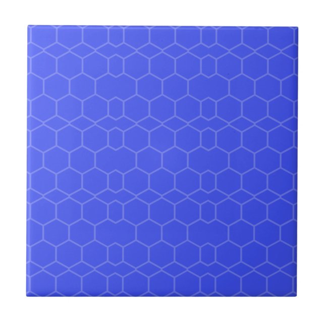 Azulejo Patrón geométrico mosaico azul honeycomb decorativ (Frente)