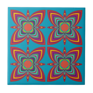Azulejo Patrón geométrico psicodélico colorido