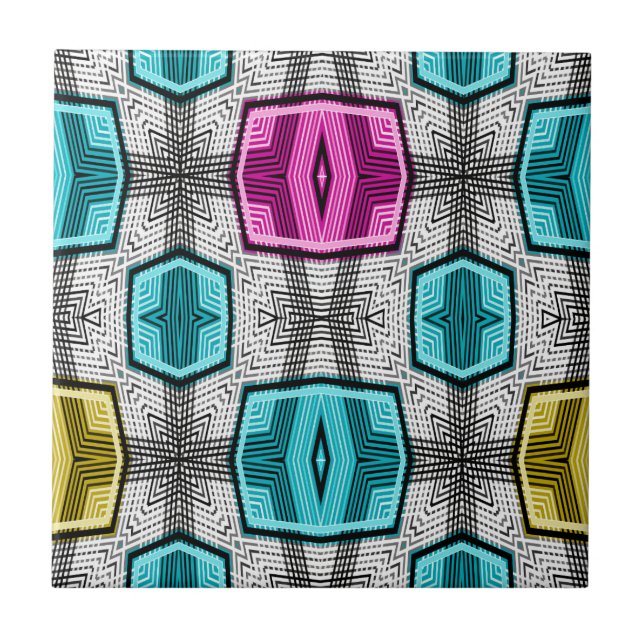 Azulejo Patrón geométrico retro sesenta (Frente)