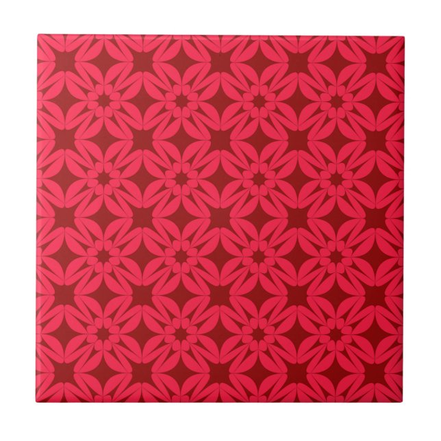 Azulejo Patrón geométrico rojo ornamentado (Frente)