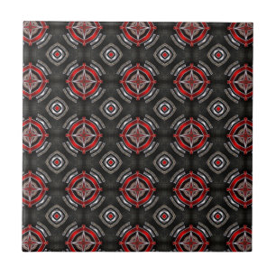 Azulejo Patrón geométrico rojo y negro