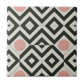 Azulejo Patrón geométrico rosa blanco negro