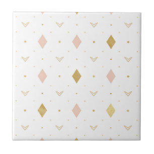 Azulejo Patrón geométrico rosa dorado rubor