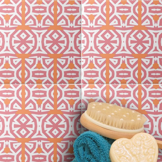 Azulejo Patrón geométrico rosado del Naranja étnico tribal (Subido por el creador)