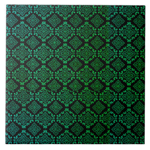 Azulejo Patrón geométrico verde / Impresión india
