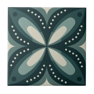 Azulejo Patrón geométrico verde retro