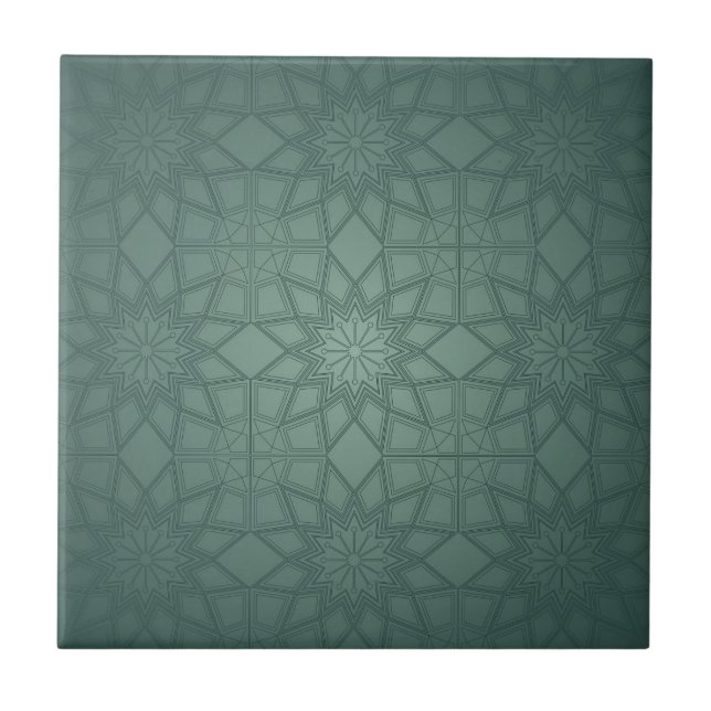 Azulejo Patrón geométrico verde salvia (Frente)