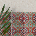 Azulejo Patrón geométrico vibrante con problemas étnicos<br><div class="desc">Esta cerámica presenta un cautivador patrón simétrico que combina influencias tradicionales y étnicas. Las formas geométricas, incluidos los diamantes y las líneas de zigzag, crean un ritmo visual dinámico que es atractivo y armonioso. La paleta de colores es rica y sabrosa, con tonos verde azulados, naranja quemado, rojo intenso y...</div>