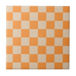 Azulejo Patrón Gingham de naranja controlado