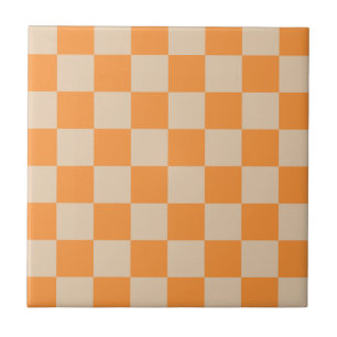 Azulejo Patrón Gingham de naranja controlado