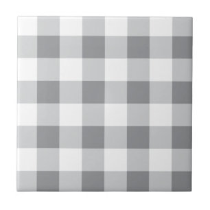 Azulejo Patrón Gingham Gris Y Blanco