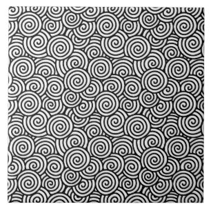 Azulejo Patrón giratorio japonés - blanco y negro
