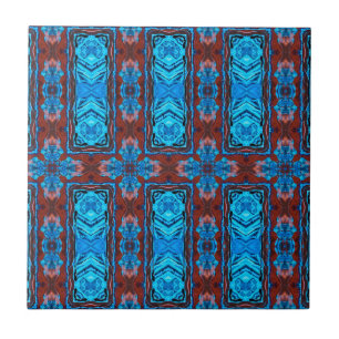 Azulejo Patrón gráfico abstracto de color azul rojo Art De
