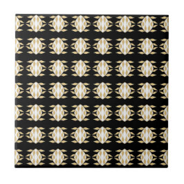 Azulejo Patrón gráfico blanco de oro negro Art Deco