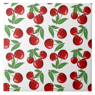 Azulejo Patrón gráfico de cerezas rojas por todas partes