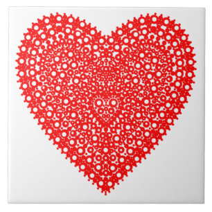 Azulejo Patrón gráfico elegante de corazón rojo