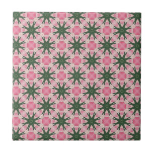 Azulejo Patrón gráfico verde rosado moderno