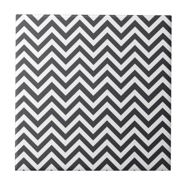 Azulejo Patrón gris oscuro y zigzag blanco (Frente)