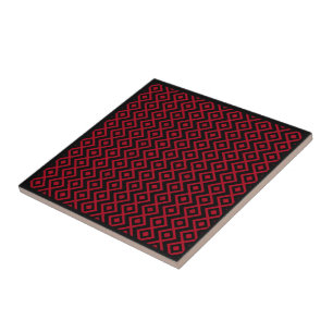 Azulejo Patrón Harlequin en Forma De Diamante Negro Y Rojo