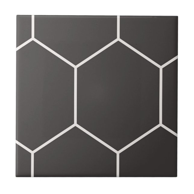 Azulejo Patrón Hexagon Tile Cerámico Negro (Frente)