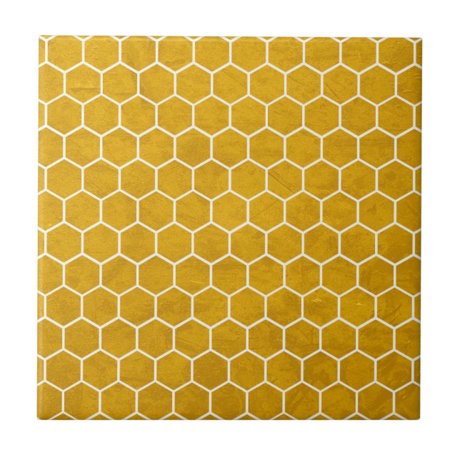Azulejo Patrón hexagonal exagerado amarillo (Frente)