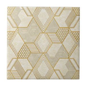 Azulejo Patrón hexagonal orgánico moderno Crema y beige