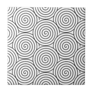 Azulejo Patrón hipnótico blanco negro simple círculo mínim