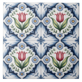 Azulejo Patrón holandés azul de Delft