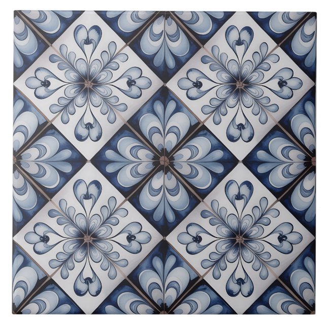 Azulejo Patrón holandés azul de Delft (Frente)