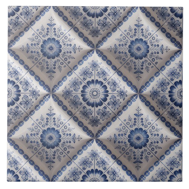Azulejo Patrón holandés azul de Delft  (Frente)