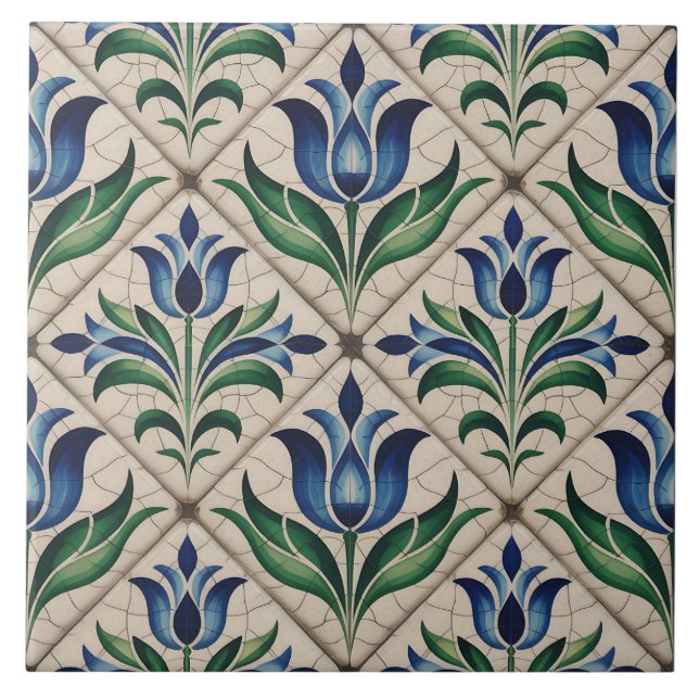 Azulejo Patrón holandés azul de Delft  (Frente)