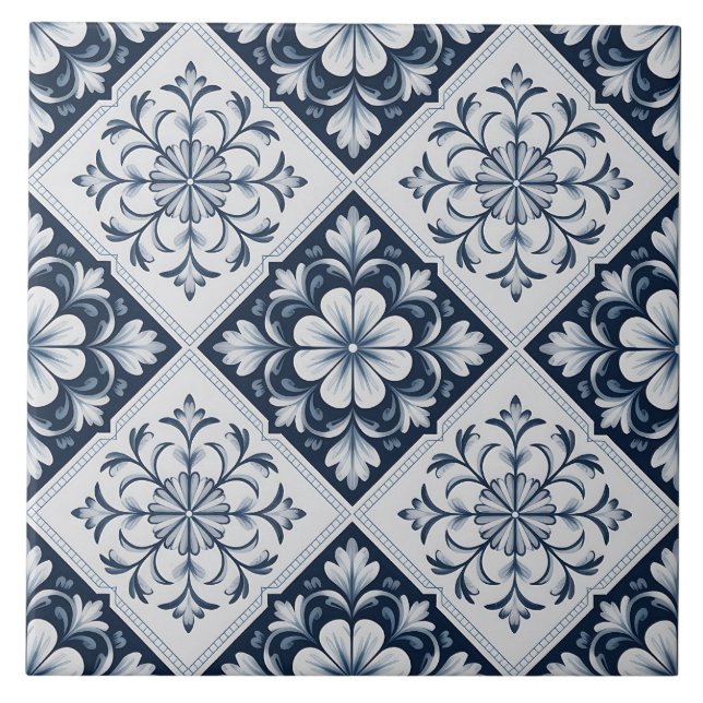 Azulejo Patrón holandés azul de Delft  (Frente)